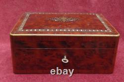 Rare magnifique ancien coffret a bijoux marqueterie NAP III très fin détail XIX