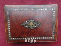 Rare magnifique ancien coffret a bijoux marqueterie NAP III très fin détail XIX