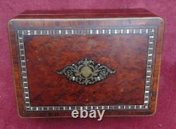 Rare magnifique ancien coffret a bijoux marqueterie NAP III très fin détail XIX