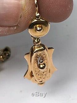 Rare paire de boucle d'oreille pendant or 18 k napoléon 3 gold earring xix ème
