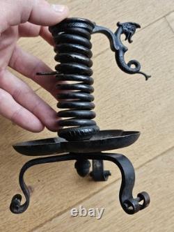 Rat De Cave Bougeoir Fer Forge XIX napoleon III Viollet Le Duc era Haute Epoque