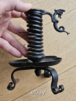 Rat De Cave Bougeoir Fer Forge XIX napoleon III Viollet Le Duc era Haute Epoque