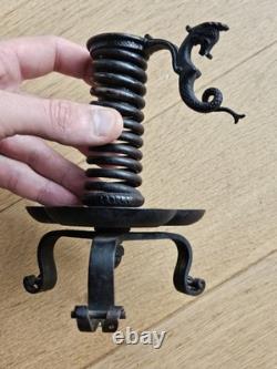 Rat De Cave Bougeoir Fer Forge XIX napoleon III Viollet Le Duc era Haute Epoque