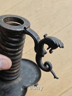 Rat De Cave Bougeoir Fer Forge XIX napoleon III Viollet Le Duc era Haute Epoque