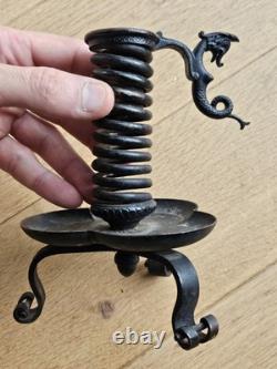 Rat De Cave Bougeoir Fer Forge XIX napoleon III Viollet Le Duc era Haute Epoque