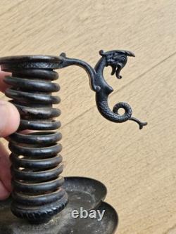 Rat De Cave Bougeoir Fer Forge XIX napoleon III Viollet Le Duc era Haute Epoque