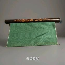 Rideau de calèche /Fiacre Charles X Marqueterie, Rideau soie chamoirée XIX Ème