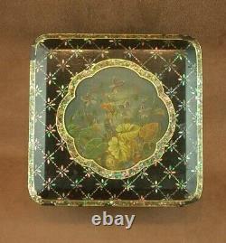 SUPERBE COFFRET EPOQUE NAPOLEON III A DECOR PEINT ET NACRE BURGAUTÉE XIXe