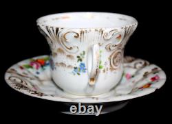 SUPERBE DEJEUNER, GRANDE TASSE ET SOUCOUPE PORCELAINE DE PARIS XIXe NAPOLEON III