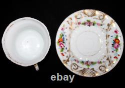 SUPERBE DEJEUNER, GRANDE TASSE ET SOUCOUPE PORCELAINE DE PARIS XIXe NAPOLEON III