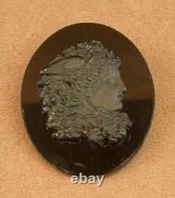 SUPERBE IMPORTANT CAMEE NOIR ANCIEN FINEMENT SCULPTÉ MEDUSA XIXe