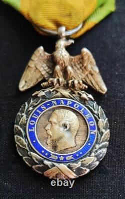 SUPERBE MÉDAILLE MILITAIRE NAPOLÉON III SECOND EMPIRE 19e XIXe SIÈCLE 2ème Type