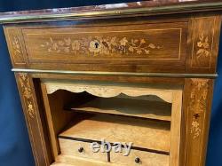 Secrétaire de dame XIXe à décor floral richement marqueté Napoléon III