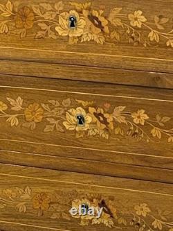 Secrétaire de dame XIXe à décor floral richement marqueté Napoléon III