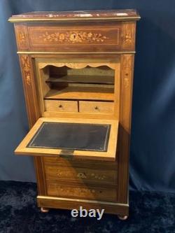 Secrétaire de dame XIXe à décor floral richement marqueté Napoléon III