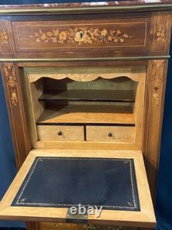 Secrétaire de dame XIXe à décor floral richement marqueté Napoléon III