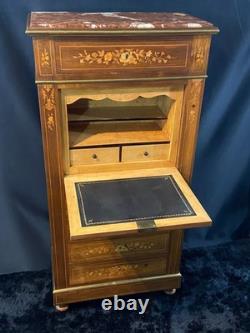 Secrétaire de dame XIXe à décor floral richement marqueté Napoléon III