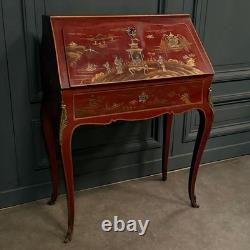 Secrétaire dos d'âne XIXe Napoléon III rehaussé de décors chinois L9503