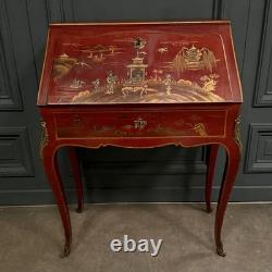 Secrétaire dos d'âne XIXe Napoléon III rehaussé de décors chinois L9503