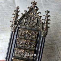 Semainier en Bronze Milieu XIXè Napoléon III Néogothique Crochet Porte Montre