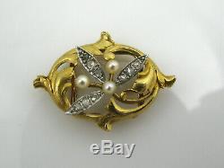 Serre-collier ou pendentif XIX è Napoléon III or 18 K perles roses de diamants