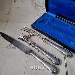 Service A Découper en Argent Minerve Cerf Chasse Ecrin Napoléon III XIXè Knife