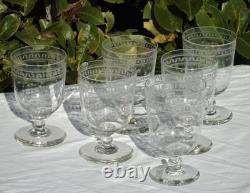 Service de 6 verres à eau en cristal gravé époque Napoléon III XIXe s