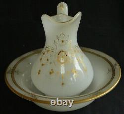 Service de toilette opaline peint émaillé Napoléon III Rare XIXe REF 4317