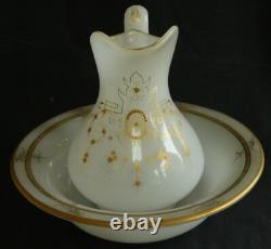 Service de toilette opaline peint émaillé Napoléon III Rare XIXe REF 4317