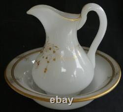 Service de toilette opaline peint émaillé Napoléon III Rare XIXe REF 4317