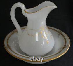 Service de toilette opaline peint émaillé Napoléon III Rare XIXe REF 4317