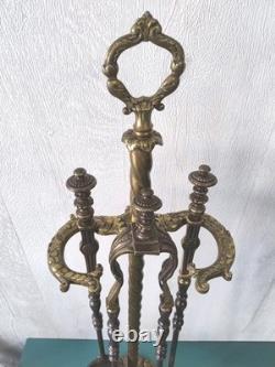 Serviteur de cheminée ancien en bronze XIXe Époque Napoléon 3