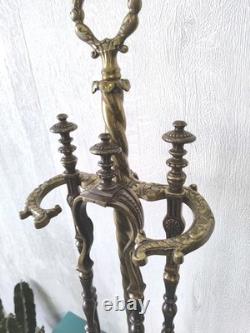 Serviteur de cheminée ancien en bronze XIXe Époque Napoléon 3