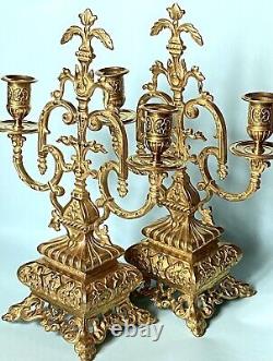 Spectaculaire Et Rare Paire De Chandeliers En Bronze Doré XIX Siècle