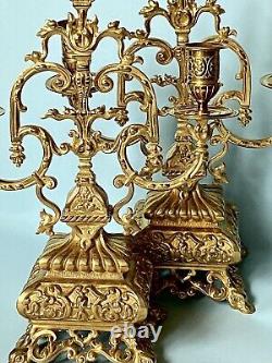 Spectaculaire Et Rare Paire De Chandeliers En Bronze Doré XIX Siècle