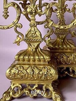 Spectaculaire Et Rare Paire De Chandeliers En Bronze Doré XIX Siècle