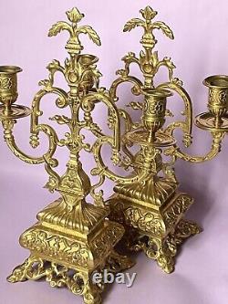 Spectaculaire Et Rare Paire De Chandeliers En Bronze Doré XIX Siècle