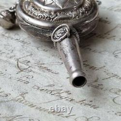 Splendide Hochet Siffleur Argent Nacre XIXè Victorian Silver Baby Rattle 19thC