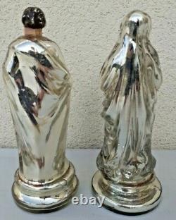 Statues Sainte vierge et Saint Pierre XIXe en verre églomisé Napoleon III