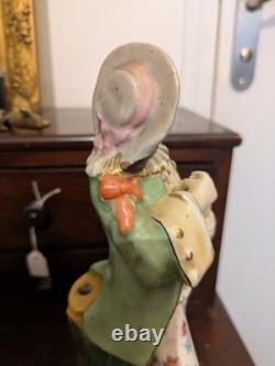 Statuette ancienne en porcelaine XIXe Joueur de musette / Porte-plume Vieux