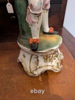 Statuette ancienne en porcelaine XIXe Joueur de musette / Porte-plume Vieux
