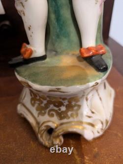 Statuette ancienne en porcelaine XIXe Joueur de musette / Porte-plume Vieux