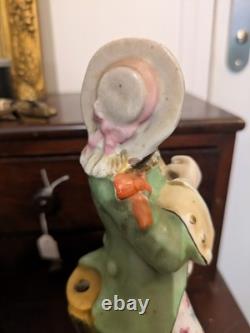 Statuette ancienne en porcelaine XIXe Joueur de musette / Porte-plume Vieux