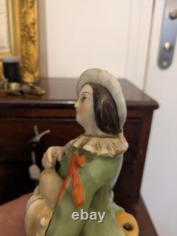Statuette ancienne en porcelaine XIXe Joueur de musette / Porte-plume Vieux Statuette ancienne en porcelaine XIXe Joueur de musette / Porte-plume Vieux