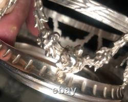 Sucrière Jardinière En Argent Massif Et Cristal Bleu Napoléon III Époque XIX e