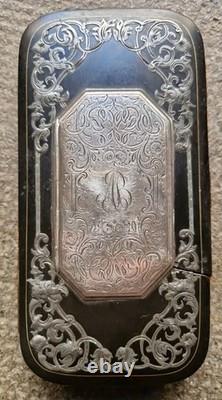 Superbe Étui A Cigare Cigarette XIX EME Npoleon III Argent Massif Incrusté