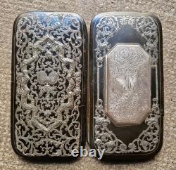 Superbe Étui A Cigare Cigarette XIX EME Npoleon III Argent Massif Incrusté