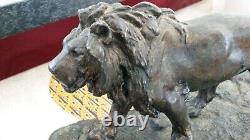 Superbe Lion Regule Patine Bronze France XIX Em Siecle