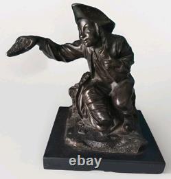 Superbe Sculpture Paysan. Régule fin XIXe époque Napoléon III Socle Marbre Noir