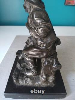 Superbe Sculpture Paysan. Régule fin XIXe époque Napoléon III Socle Marbre Noir